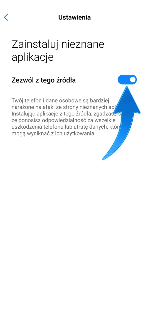 Zezwól na instalację z nieznanych źródeł i pobierz APK Mostbet.