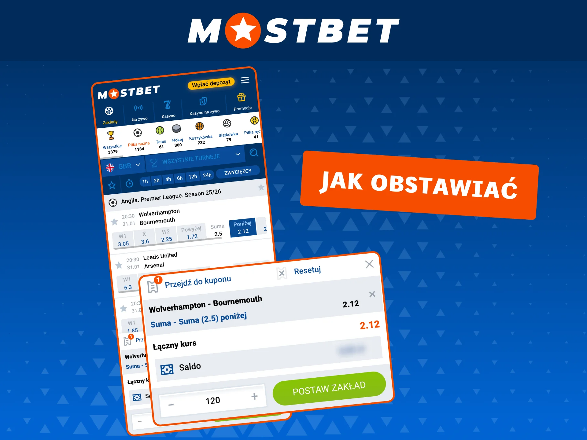 Obstawiaj zakłady sportowe w aplikacji Mostbet za prawdziwe pieniądze.