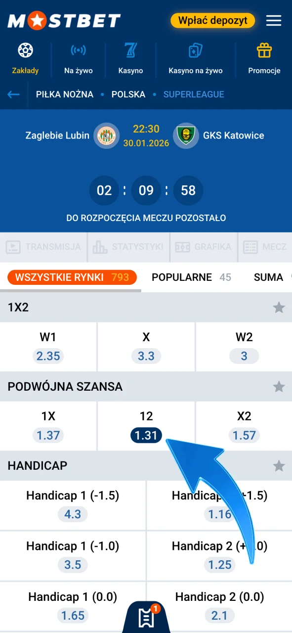 Znajdź wydarzenie w Mostbet i obstawiaj ulubione sporty.