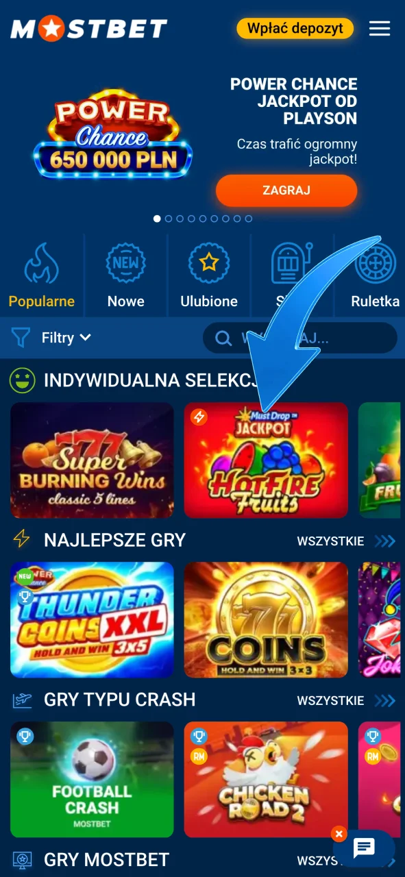 Wybierz grę w Mostbet kasyno Polska i rozpocznij zabawę.