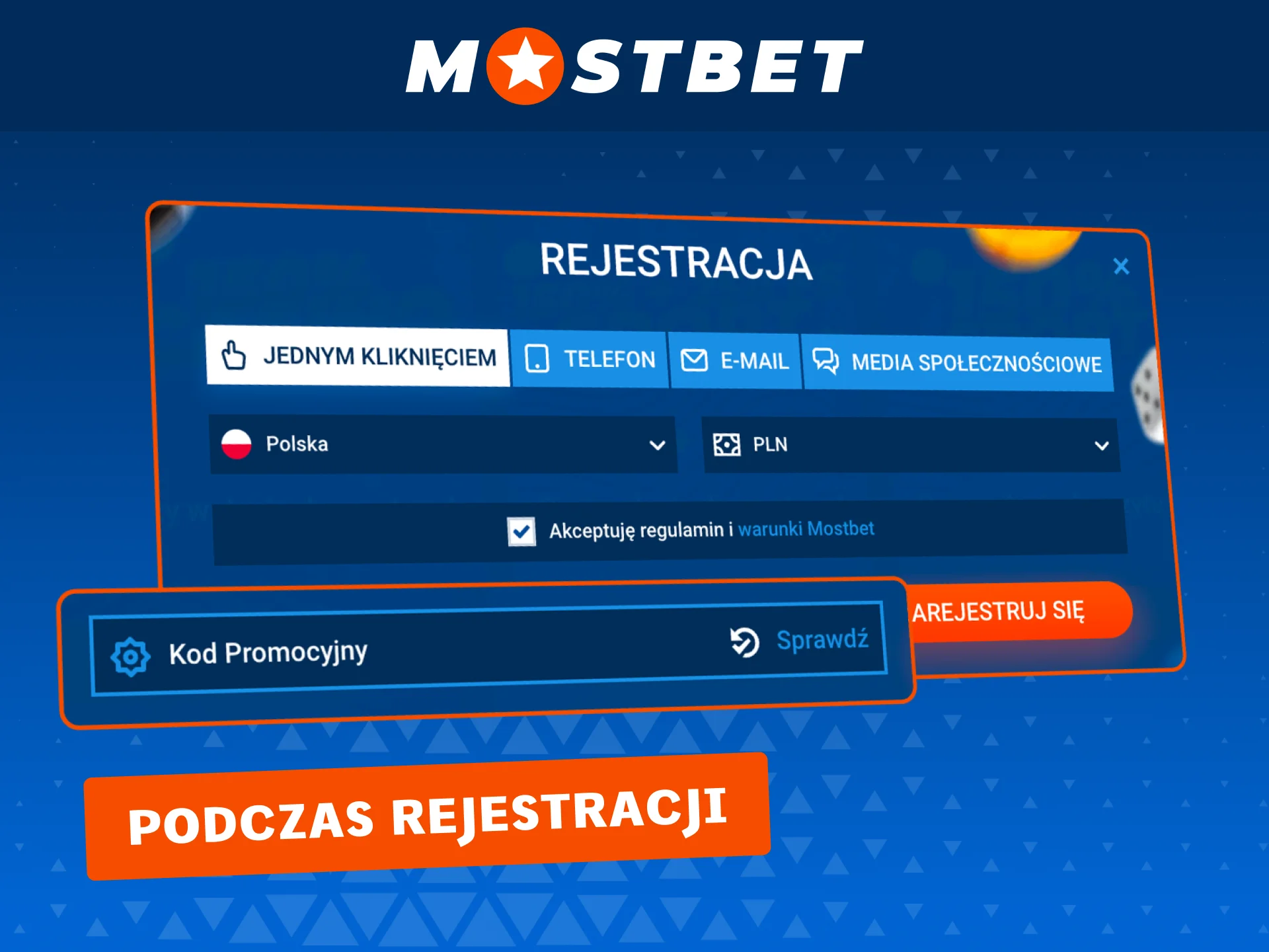 Użyj kodu promocyjnego Mostbet podczas rejestracji, aby otrzymać bonus.