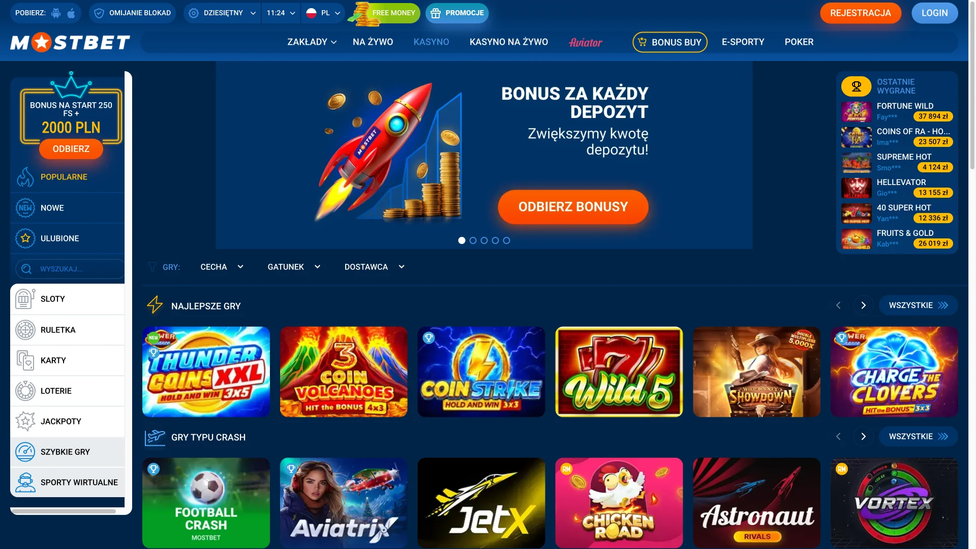 Mostbet Polska kasyno z automatami i grami na żywo.