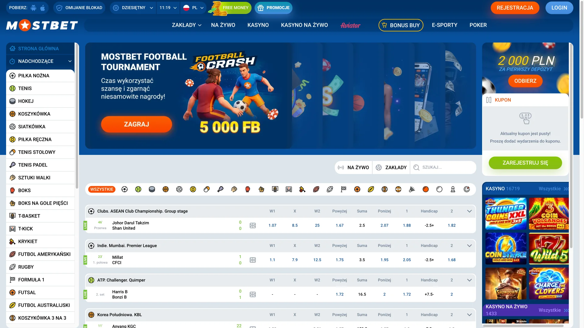 Strona główna Mostbet Polska z kasynem online i zakładami sportowymi.