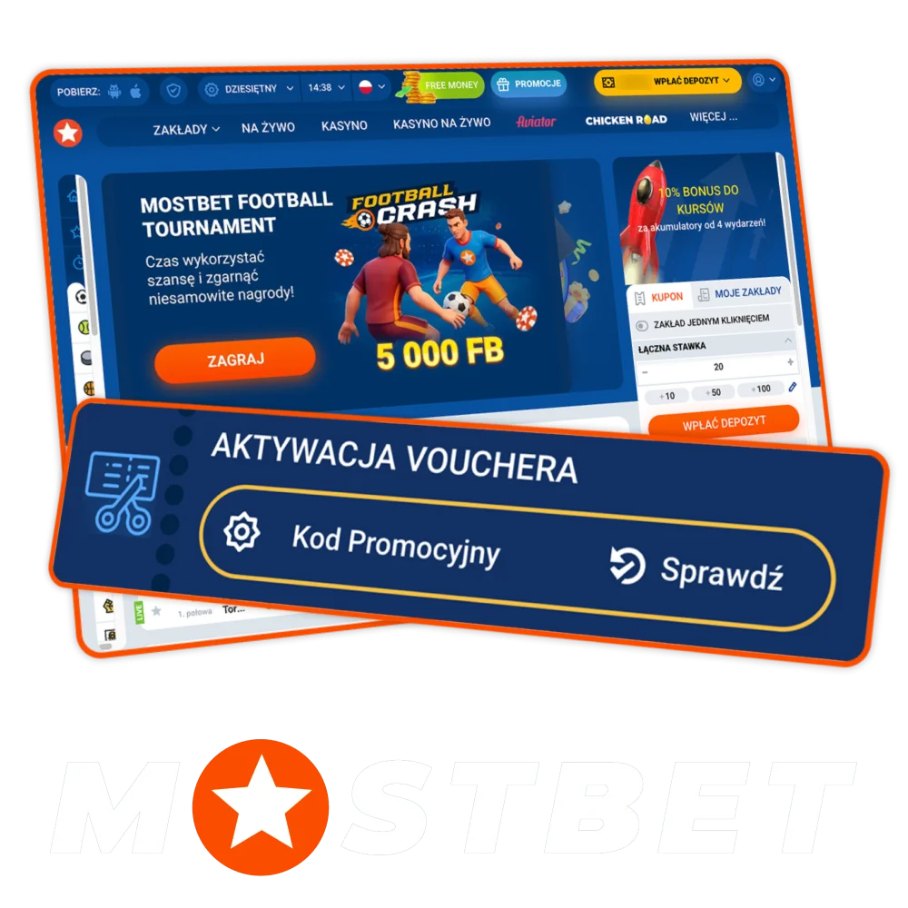 Wpisz kod w Mostbet Polska, aby aktywować dodatkowe bonusy.
