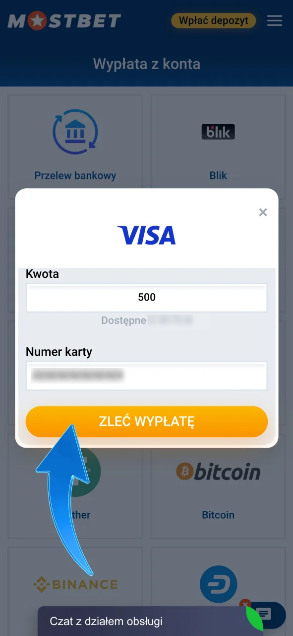 Potwierdź płatność w Mostbet Polska po sprawdzeniu danych.