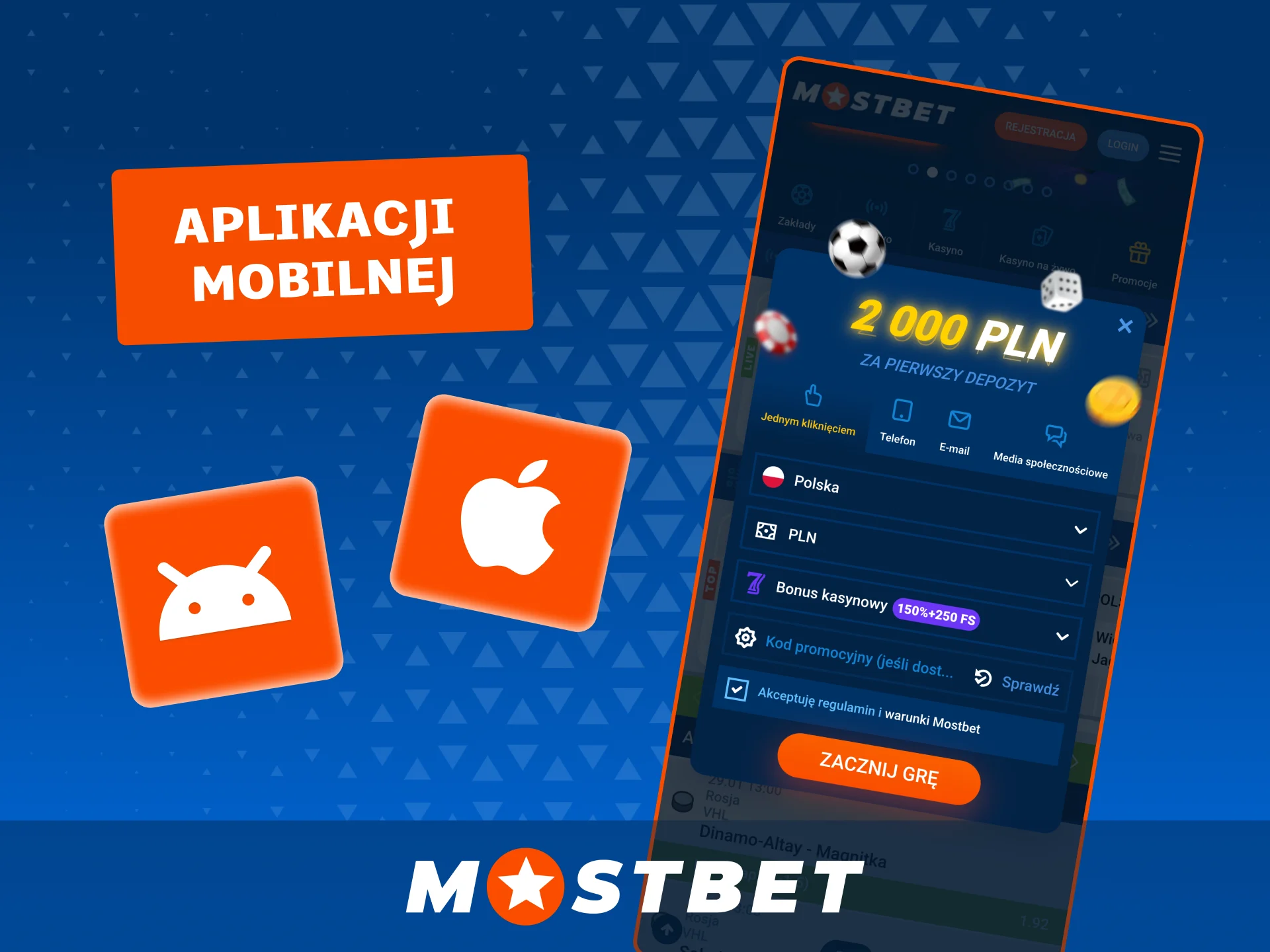 Zarejestruj się w aplikacji Mostbet na Androida lub iOS w kilka minut.