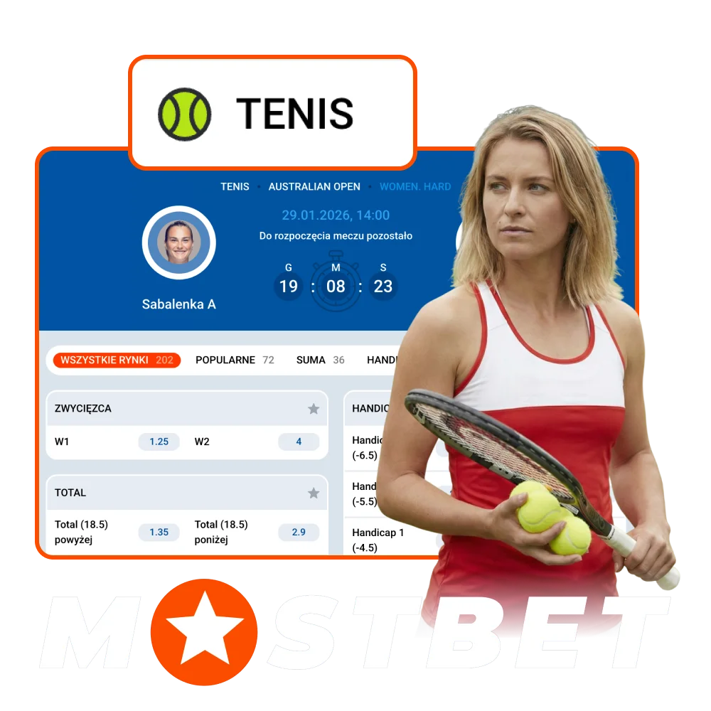 Obstawiaj mecze tenisowe w Mostbet Polska i odbierz bonus powitalny.