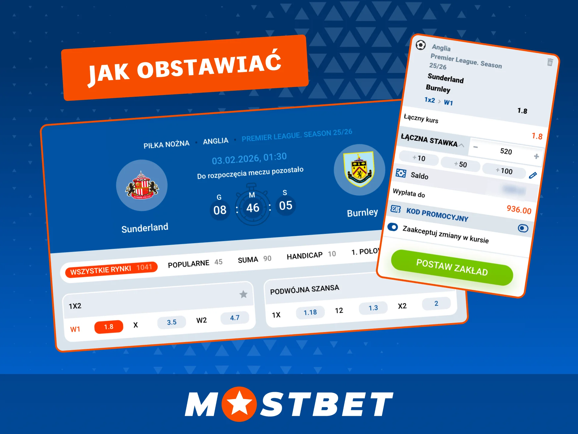 Mostbet umożliwia szybki wybór rynku i kursów dla zakładów piłkarskich.