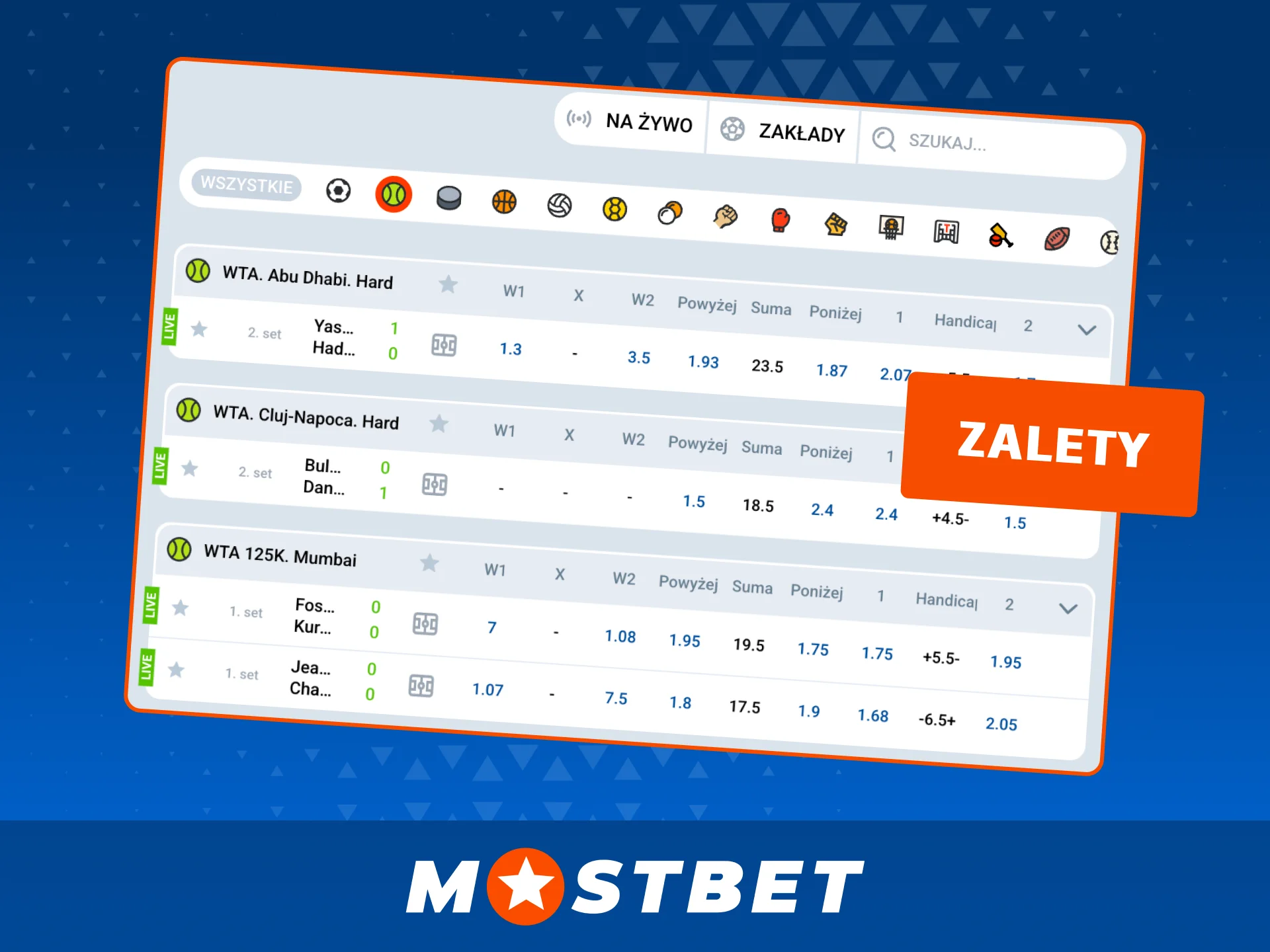 Korzystaj z zakładów tenisowych w Mostbet i obstawiaj największe wydarzenia sportowe.