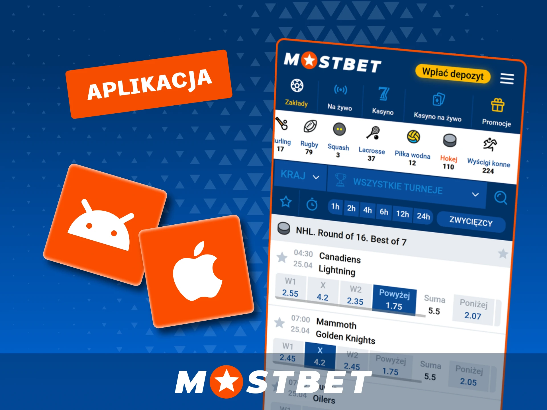 Pobierz aplikację mobilną Mostbet i obstawiaj hokej z dowolnego miejsca.