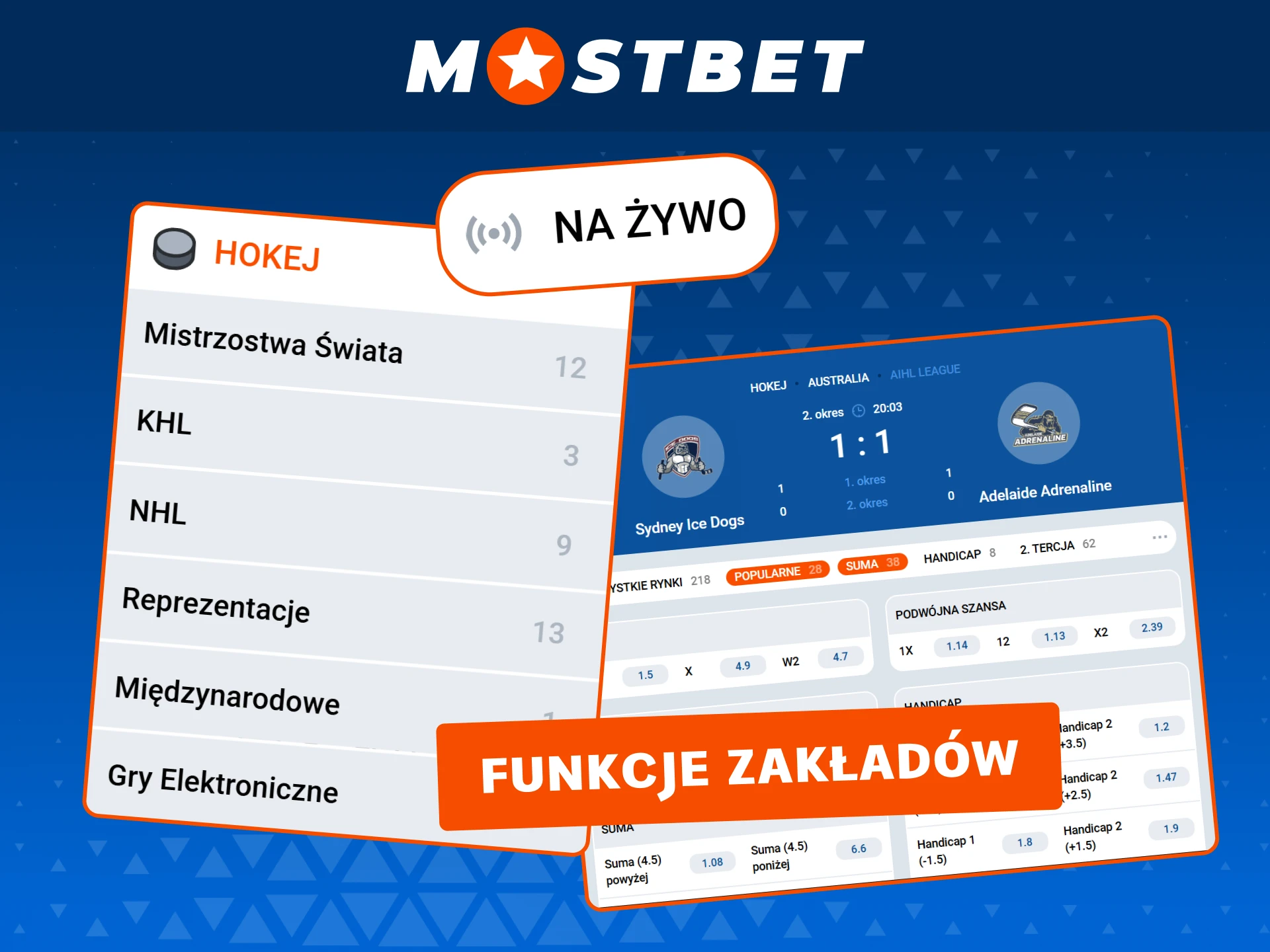 Skorzystaj z nowoczesnych funkcji zakładów na hokej dostępnych w Mostbet.