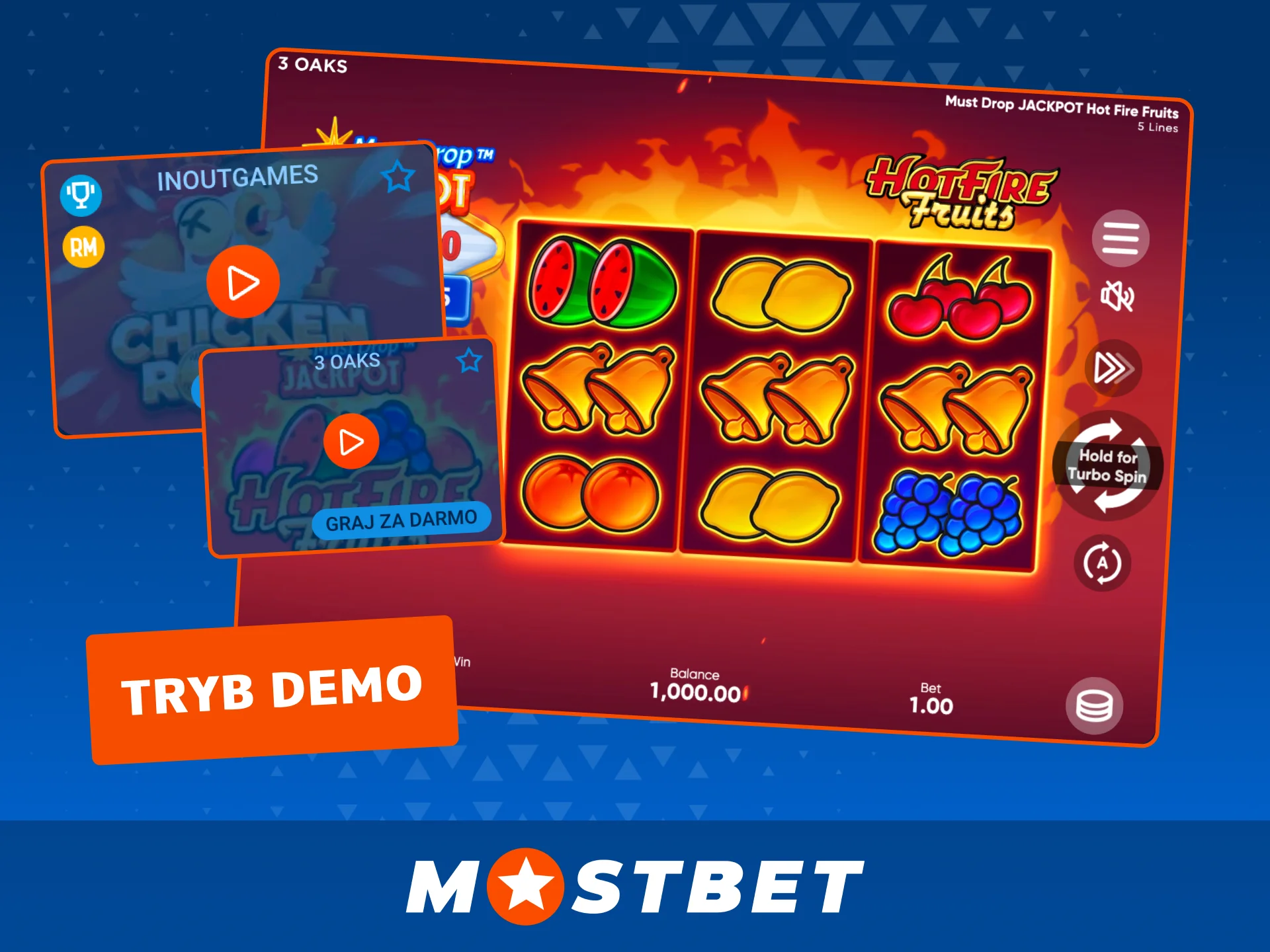 Wypróbuj tryb demo w Mostbet, testuj nowe gry bez żadnego depozytu.