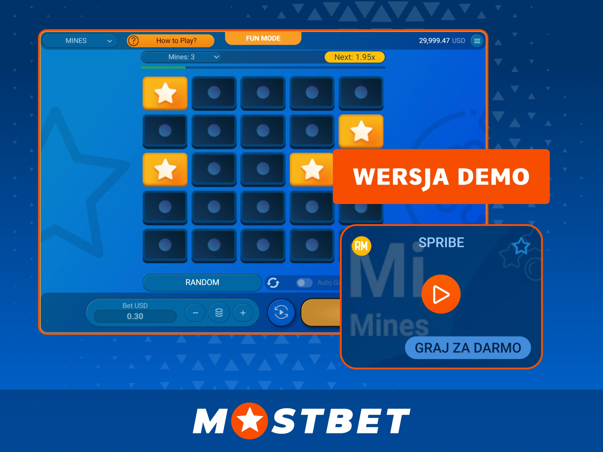 Wypróbuj darmową wersję demo Mines w Mostbet i poćwicz swoją strategię.