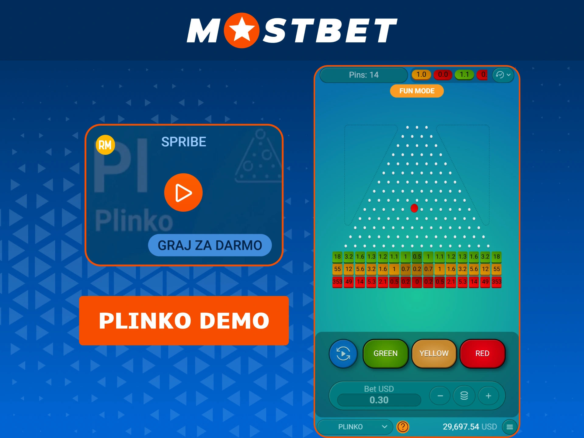 Wypróbuj darmową wersję demo Plinko w Mostbet i poznaj zasady gry.