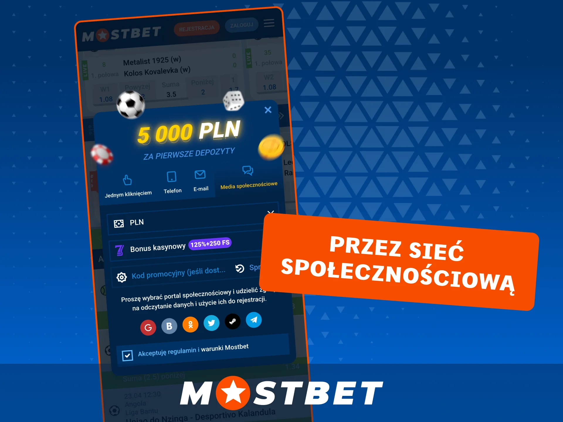 Wybierz rejestrację przez sieci społecznościowe w Mostbet, dołącz teraz.