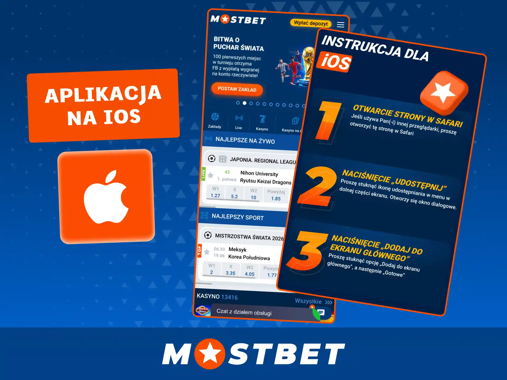 Pobierz aplikację Mostbet dla systemu iOS i graj w dowolnym miejscu.