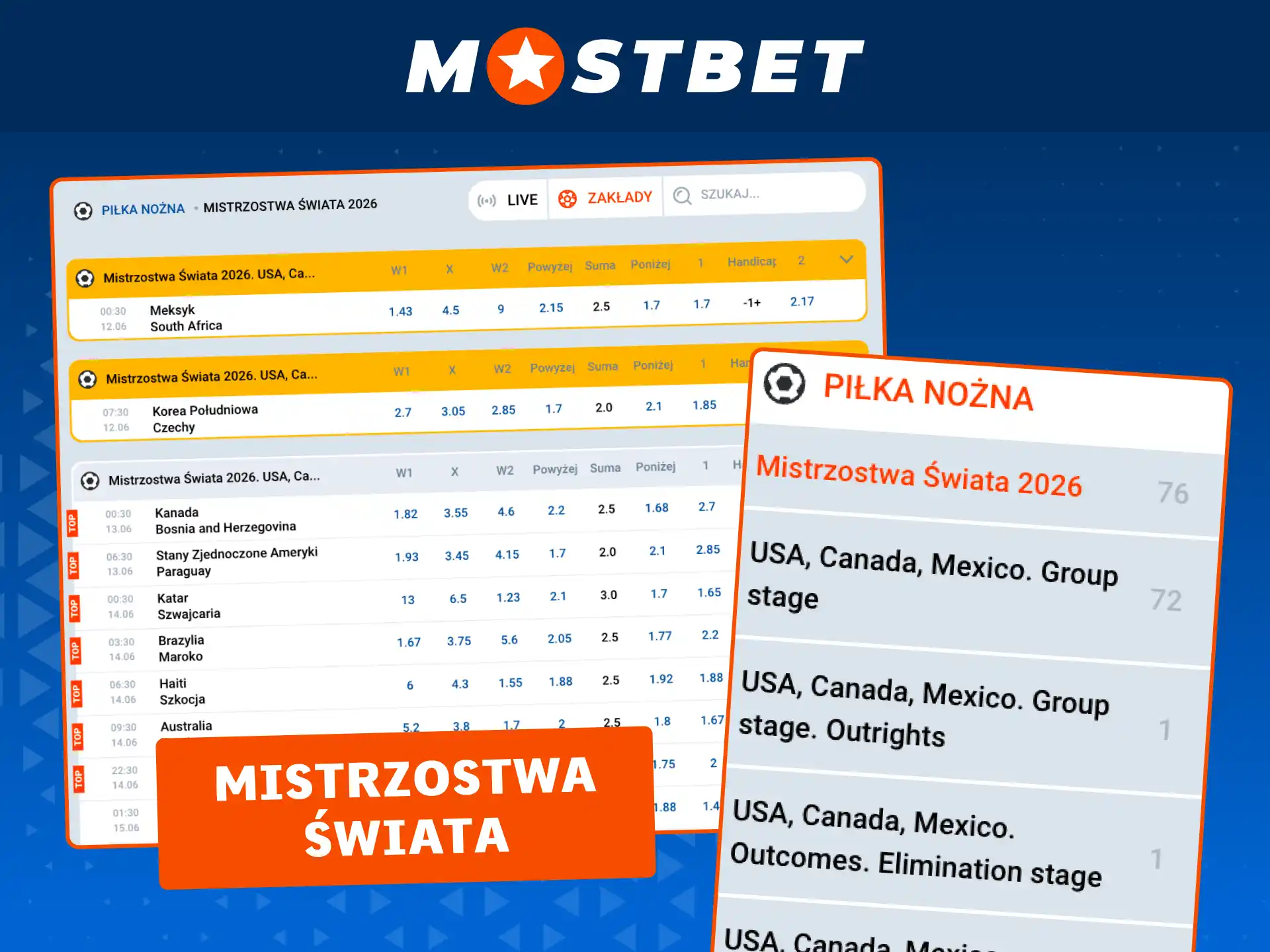 Obstawiaj mecze Mistrzostw Świata w Mostbet i wygrywaj.